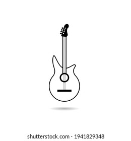 Acoustic guitar musical instrument line art vector icon for music applications and websites set of acoustic and electric guitars. Vector illustration.