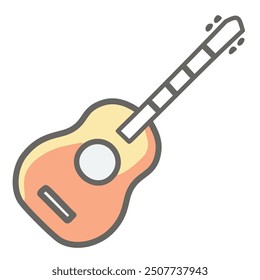 Acoustic guitar musical instrument outline icon. Colorful outline icon of an acoustic guitar, perfect for musical themes and projects.