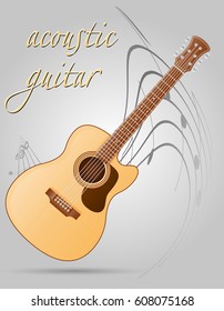 acoustic guitar musical instruments stock vector illustration isolated on gray background