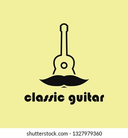 acoustic guitar and mustache 