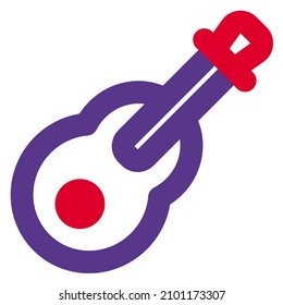 Acoustic guitar with a number of strings attached