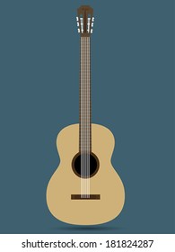 The acoustic guitar on isolated grey background.