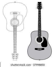 acoustic guitar on white