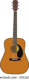 acoustic guitar on white background