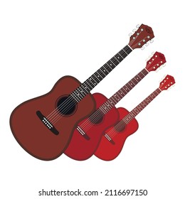 Acoustic guitar, on a white background. Stringed musical instruments. flat style. Vector illustration