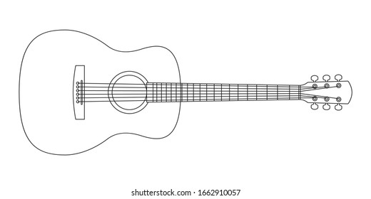 Acoustic guitar outline silhouette. Music instrument line icon. Vector illustration.