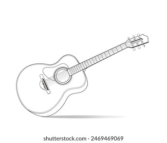 Acoustic Guitar Outline Vector Graphic illustration, eps