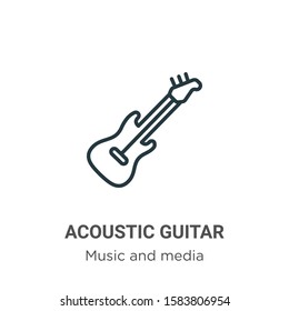 Acoustic guitar outline vector icon. Thin line black acoustic guitar icon, flat vector simple element illustration from editable music concept isolated on white background