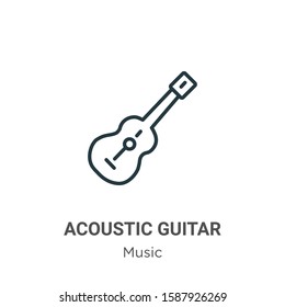 Acoustic guitar outline vector icon. Thin line black acoustic guitar icon, flat vector simple element illustration from editable music concept isolated on white background