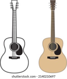 Guitarra acústica (delineada y coloreada)