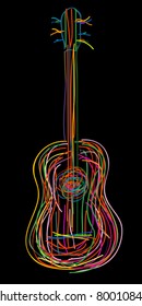 Acoustic guitar over black background