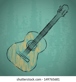 acoustic guitar over blue background vector illustration