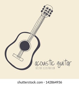 acoustic guitar over yellow background vector illustration