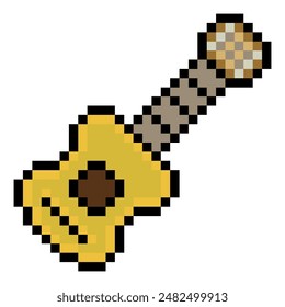 Acoustic guitar in pixel art style