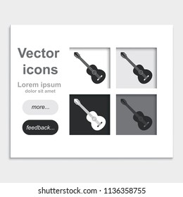 Acoustic guitar placed on web page template flat vector icon.