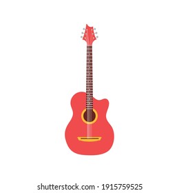 acoustic guitar red color instrument musical icon vector illustration design