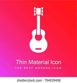 Acoustic guitar red and pink gradient material white icon minimal design