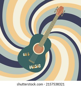 Acoustic guitar in retro style. vector illustration