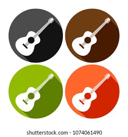 Acoustic Guitar Round Icon Design Set