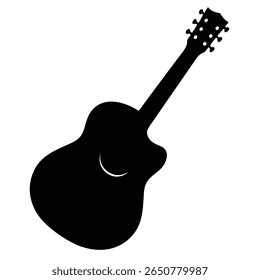 Acoustic guitar silhouette against a white background shows a classical instrument