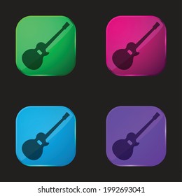 Acoustic Guitar Silhouette four color glass button icon