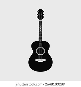 Acoustic Guitar Silhouette Icon Black Musical Instrument Vector Design