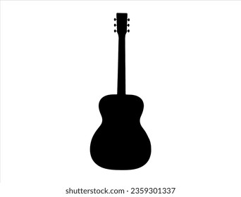 Acoustic guitar silhouette vector art white background