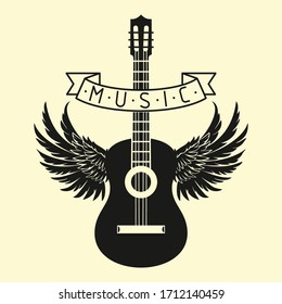 Acoustic Guitar Silhouette Vector Design