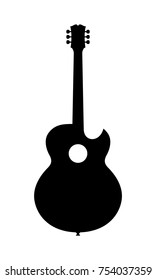 Acoustic Guitar Silhouette. Vector Illustration Of Hand Drawn Acoustic Guitar Silhouette.