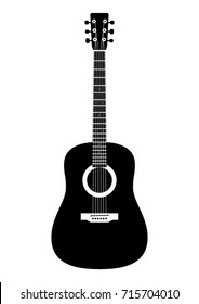 Acoustic guitar. Simple monochrome vector image