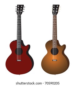 Acoustic Guitar Six String Vector Illustration