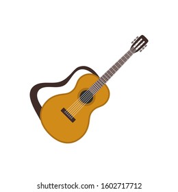 Acoustic guitar six-stringed icon in a flat style.Vector illustration.