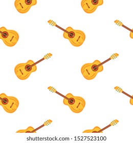 Acoustic guitar. String instruments seamless pattern. Musical Festival