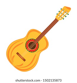 Acoustic guitar. String instruments vector isolated on white background. Musical Festival