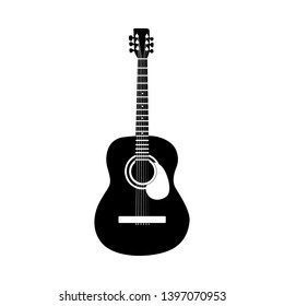 Acoustic Guitar String Musical Instrument Silhouette. Vector Illustration.