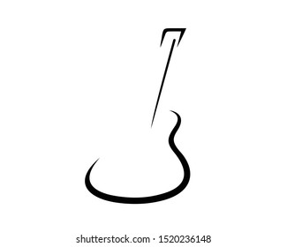 Acoustic Guitar Symbol Illustration with Silhouette Style