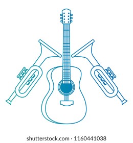 acoustic guitar and trumpets musical instrument