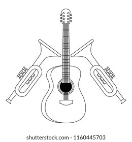acoustic guitar and trumpets musical instrument