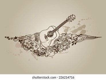 acoustic guitar vector background