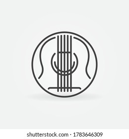 Akustische Gitarre-Vektorkonzept rund Symbol oder Symbol in dünner Linie