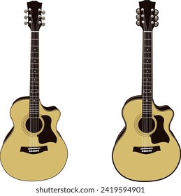 Vista frontal del vector de guitarra acústica