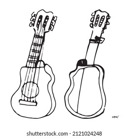 acoustic guitar vector hand draw from bolero song latino art