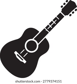 Acoustic Guitar Vector Icon, Classic Musical Instrument Flat Illustration for Music Design