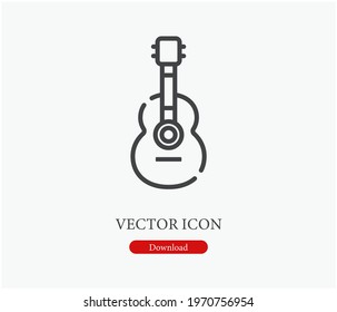 Acoustic guitar vector icon. Editable stroke. Symbol in Line Art Style for Design, Presentation, Website or Apps Elements. Pixel vector graphics - Vector