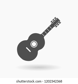 Acoustic Guitar vector Icon Illustration silhouette.