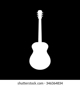 Acoustic Guitar Vector Icon Isolated On Black