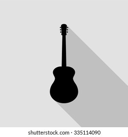 acoustic guitar vector icon with long shadow