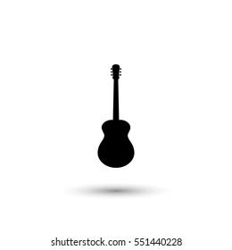 Acoustic guitar vector icon with round  shadow