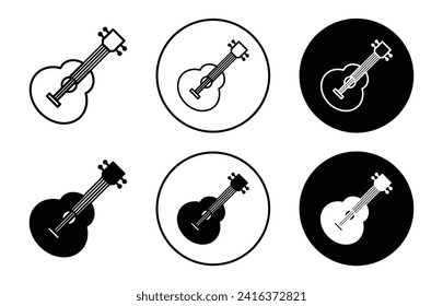 Acoustic guitar vector icon set collection. Acoustic guitar Outline flat Icon.