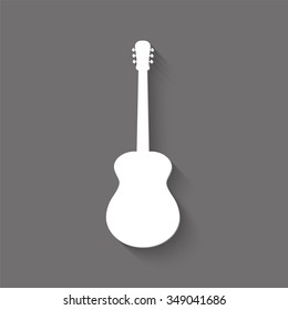 acoustic guitar vector icon with shadow